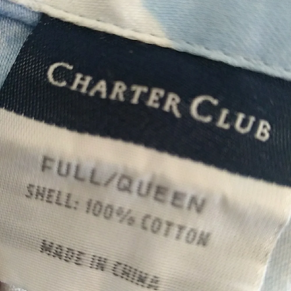 Charter Club Blue and White Checkered Duvet Cover Size Full/Queen